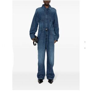 3x1 NYC Denim Jumpsuit Straight Leg Long Sleeve Button Up Large Collared NWT